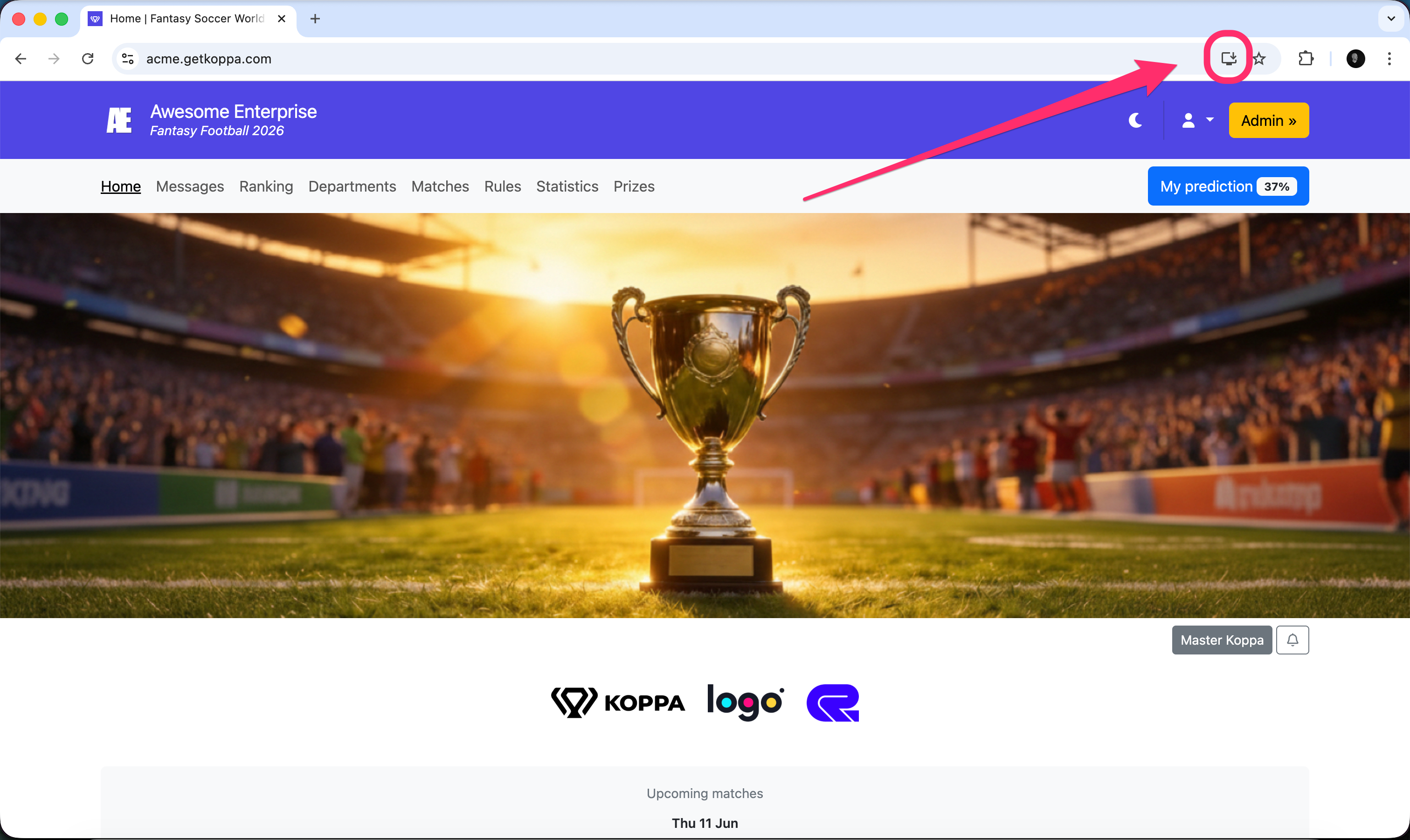 Installeer-icoon in de adresbalk van Chrome