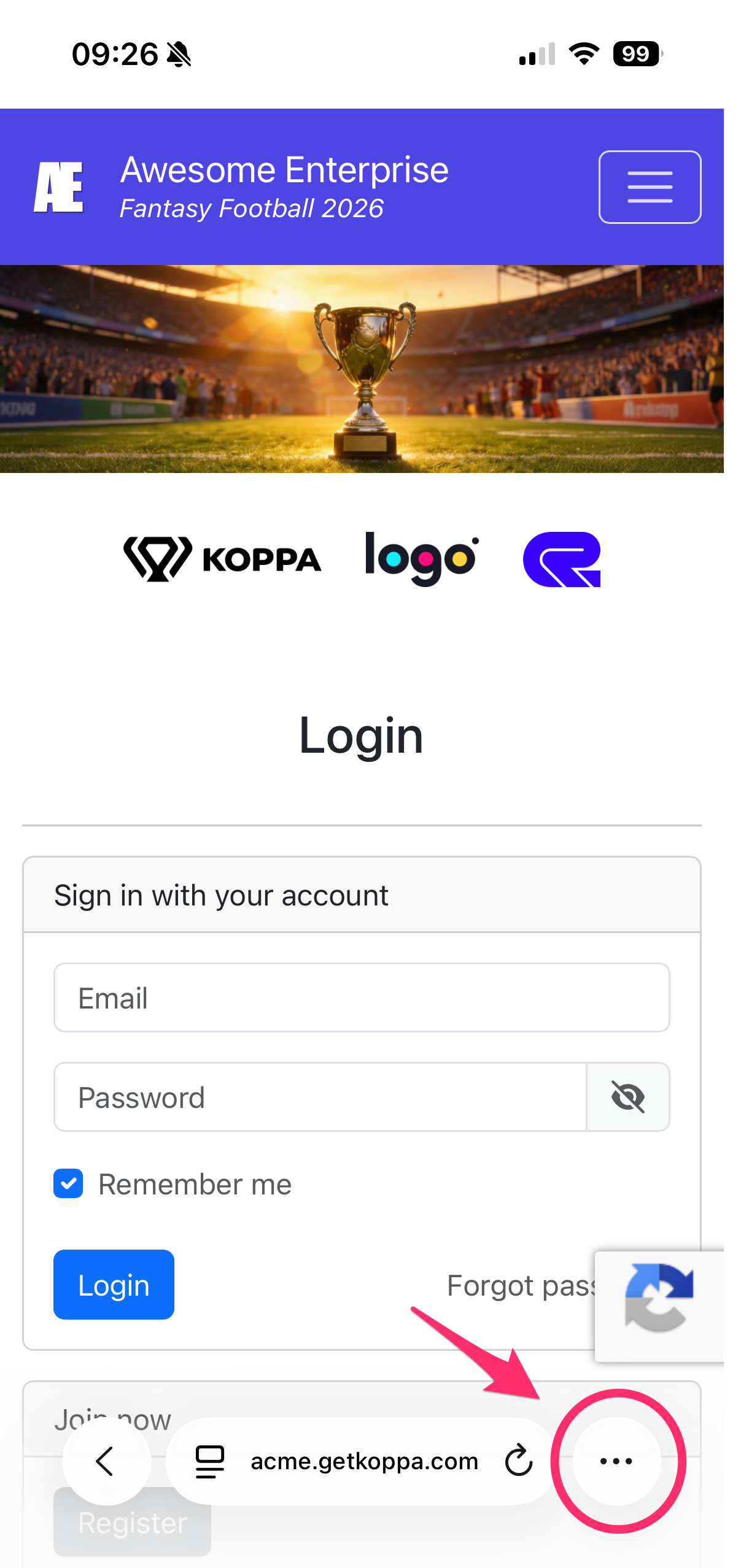 Safari-menuknop op iPhone